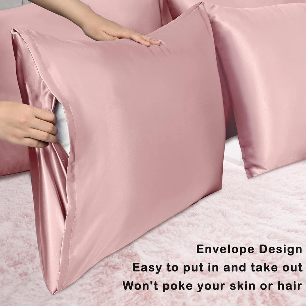 SOLD Pink Satin Pillowcase Set - Picture 4 of 4